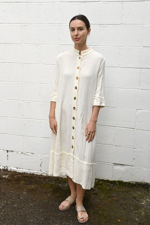 Cn Linen Gauze White Dress