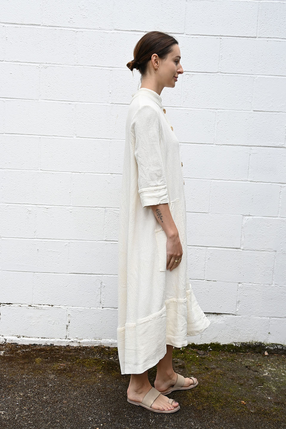 Cn Linen Gauze White Dress