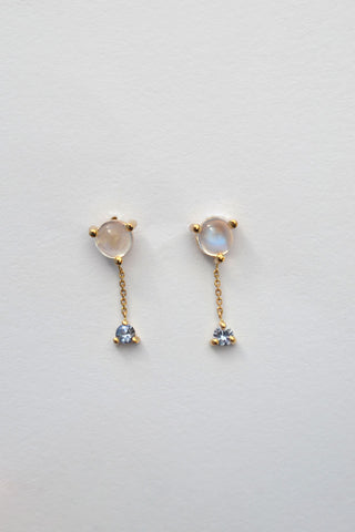 Small Two-Step Chain Moonstone Earring