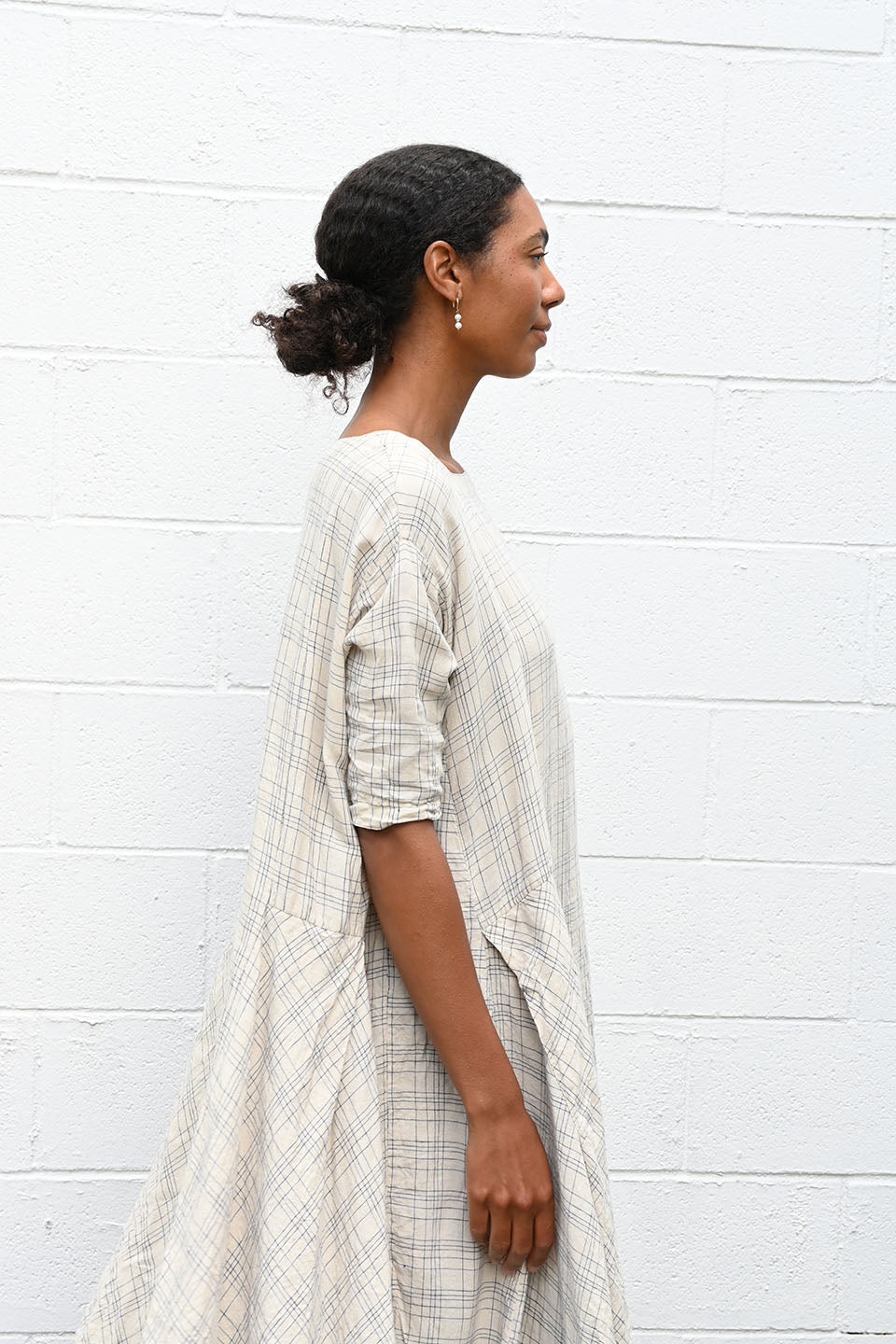 Mi Textured Linen Check Dress Una Mi Textured Linen Check Dress Una