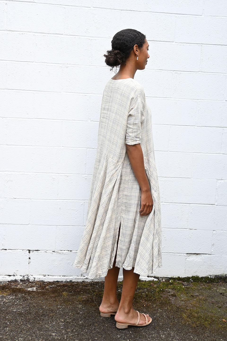 Mi Textured Linen Check Dress Una Mi Textured Linen Check Dress Una