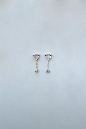 Small Two-Step Chain Moonstone Earring