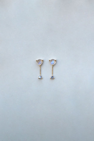 Small Two-Step Chain Moonstone Earring