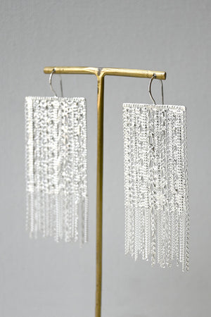 Large Silver Chain Earrings