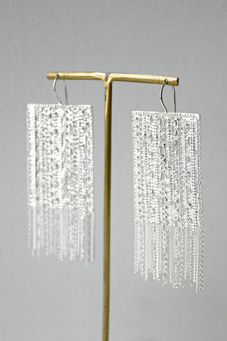 Large Silver Chain Earrings