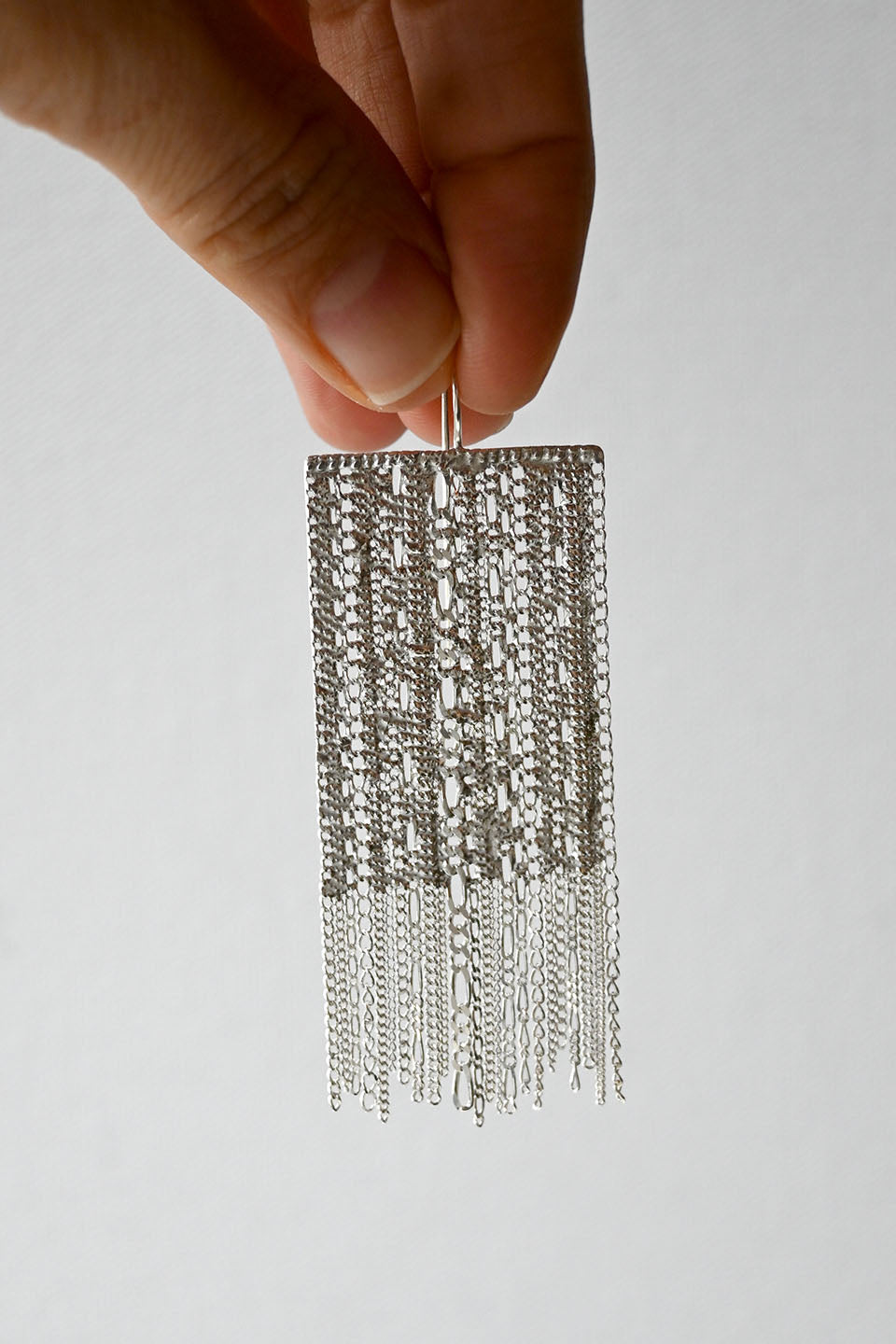 Large Silver Chain Earrings