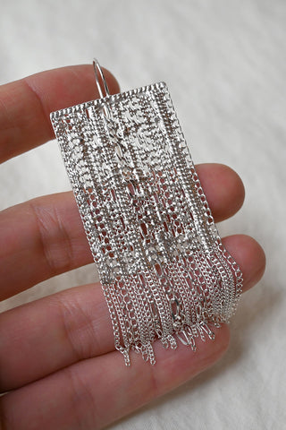 Large Silver Chain Earrings