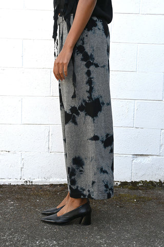 Herringbone Drawstring Wide Pant in Black