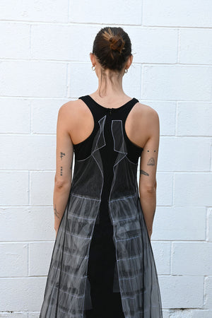 Sheer Black and White Tulle Dress