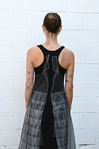 Sheer Black and White Tulle Dress