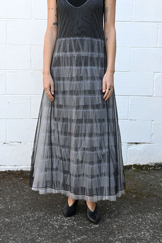 Sheer Black and White Tulle Dress