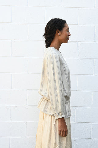 Stripe Puff Shirt in Ivory