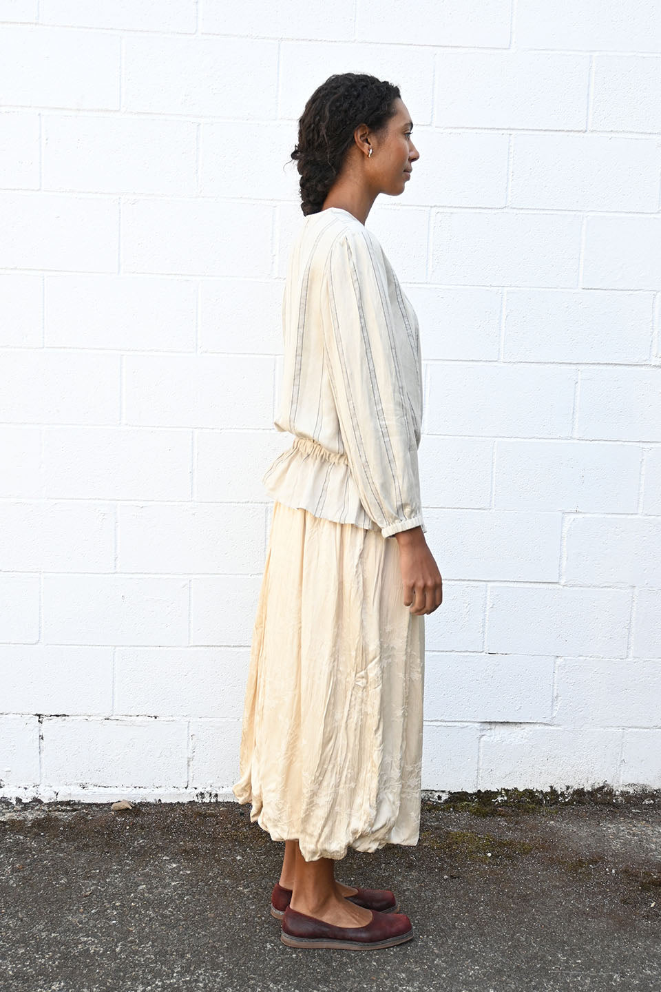Stripe Puff Shirt in Ivory