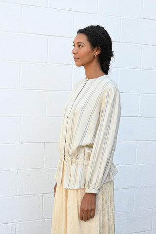Stripe Puff Shirt in Ivory