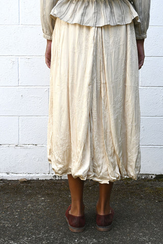 Deep Pleat Balloon Skirt in Ivory