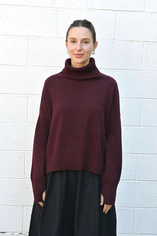 High Neck Boxy Mixca Bordeaux