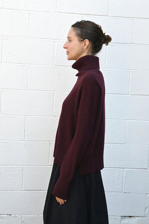 High Neck Boxy Mixca Bordeaux