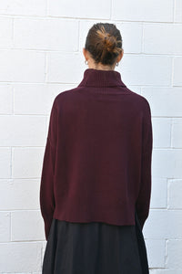 High Neck Boxy Mixca Bordeaux