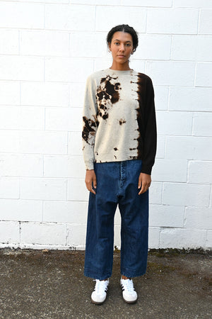 Cashmere Seamless Crew Neck Wide Pullover in Brown