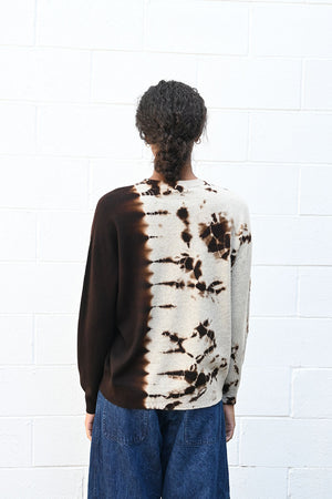 Cashmere Seamless Crew Neck Wide Pullover in Brown
