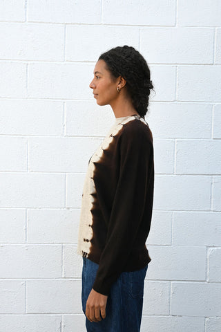 Cashmere Seamless Crew Neck Wide Pullover in Brown