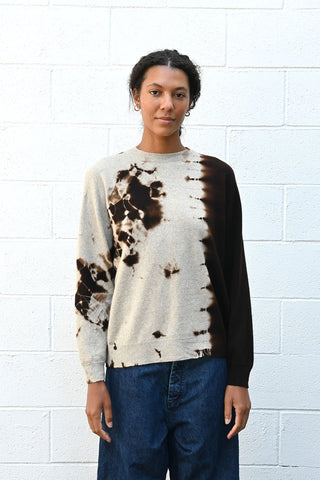 Cashmere Seamless Crew Neck Wide Pullover in Brown