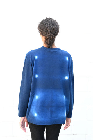 Cashmere Seamless Wide Cardigan Blue Dots