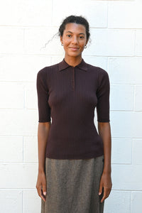 Ribbed Polo Knit Shirt