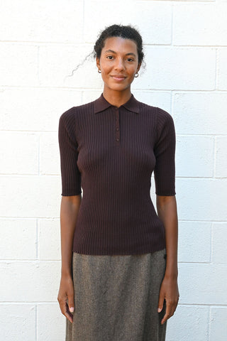 Ribbed Polo Knit Shirt