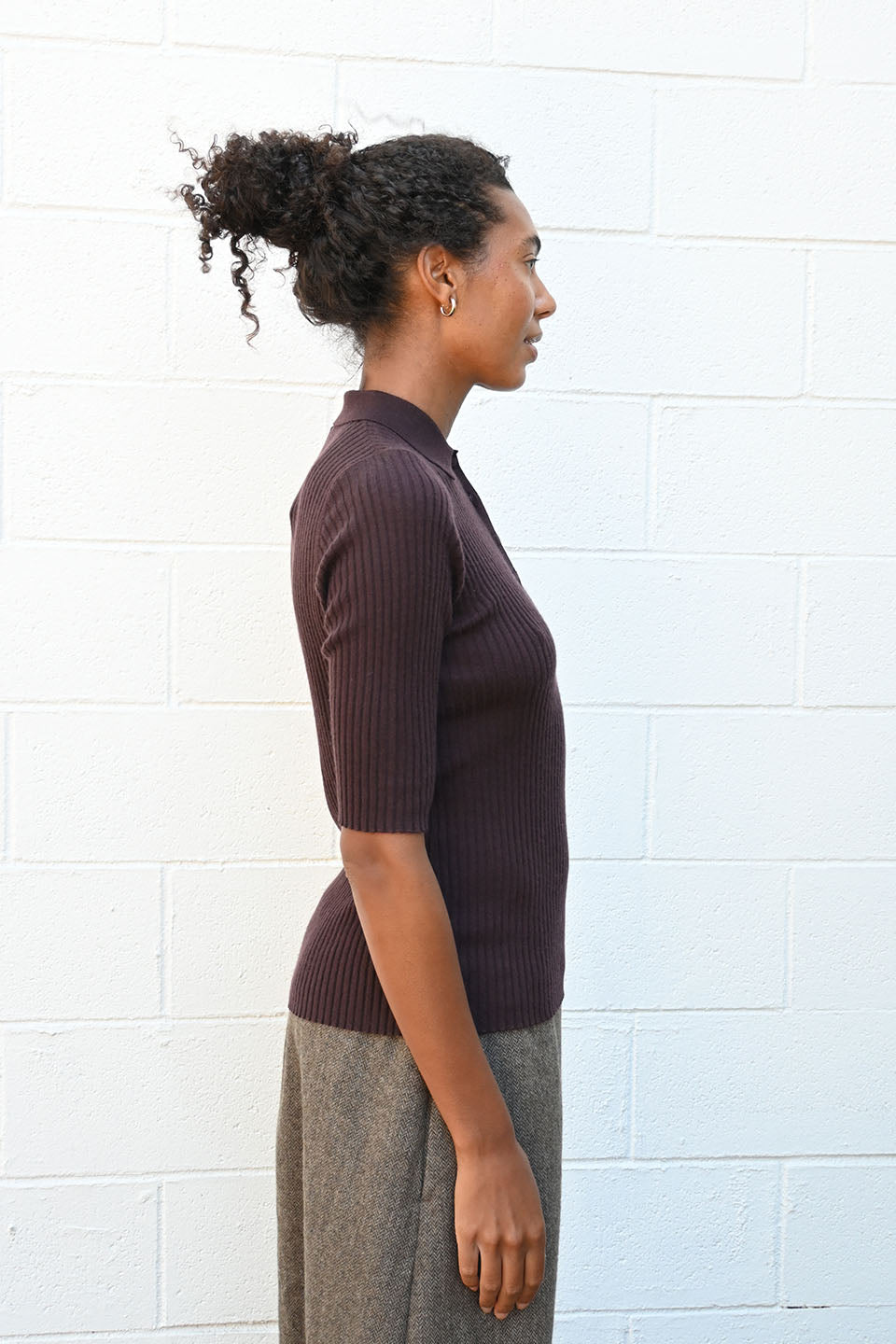Ribbed Polo Knit Shirt