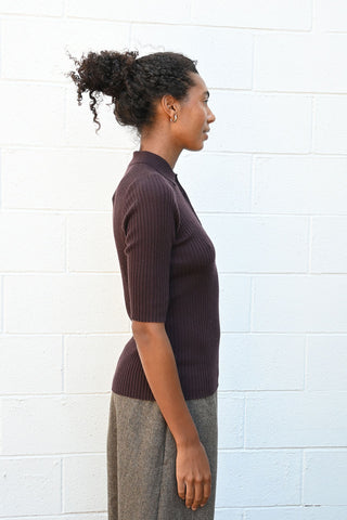 Ribbed Polo Knit Shirt