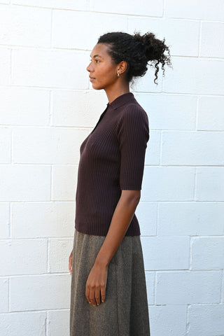 Ribbed Polo Knit Shirt
