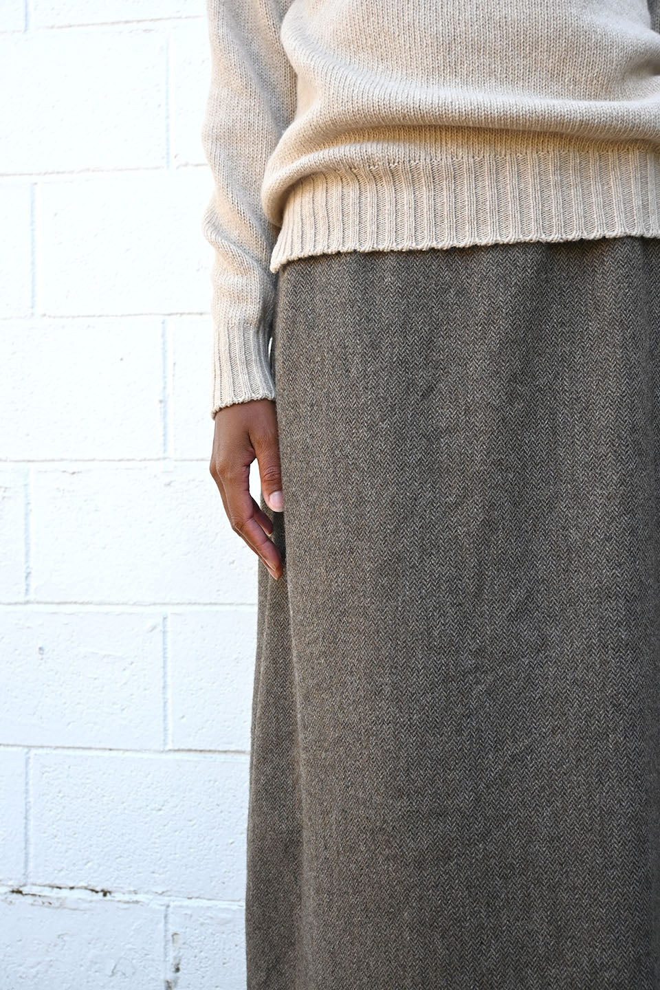 Eco Wool Herringbone Skirt