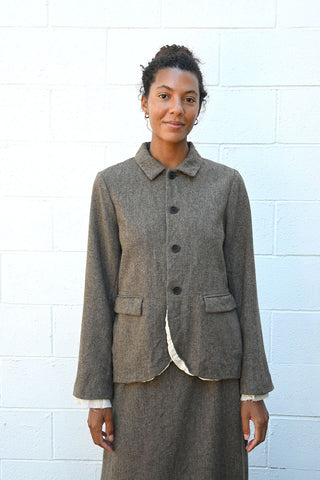 Eco Wool Herringbone Short Jacket