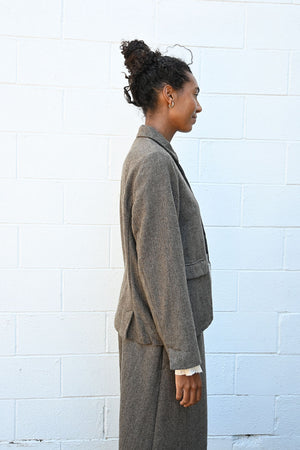 Eco Wool Herringbone Short Jacket