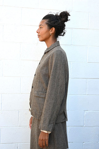Eco Wool Herringbone Short Jacket