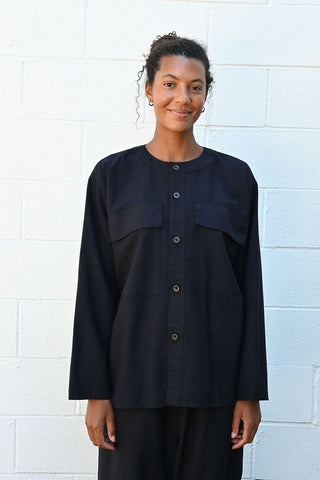 Sid Shirt in Navy Wool