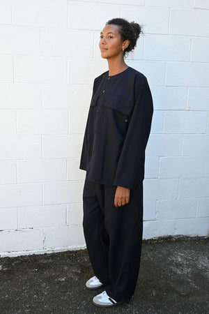 Sid Shirt in Navy Wool