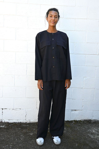 Sid Shirt in Navy Wool