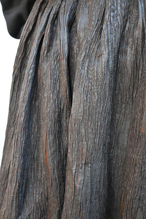 Plisse Silk Skirt Brown