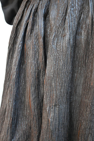 Plisse Silk Skirt Brown