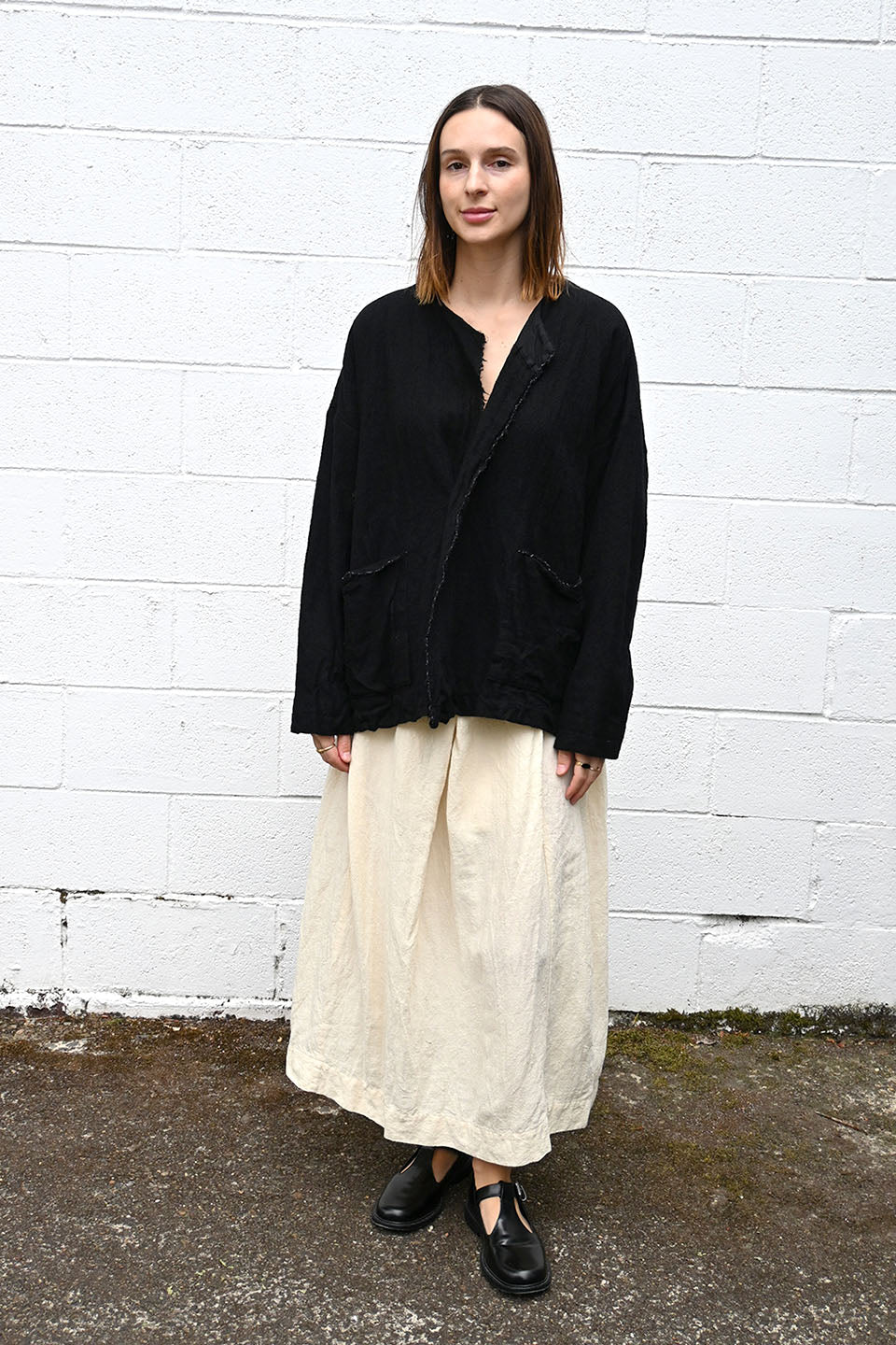 Black Wool Raw Edged Jacket