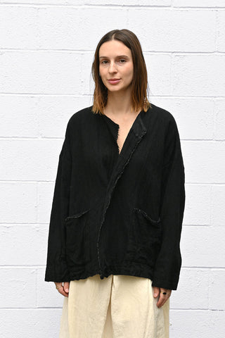 Black Wool Raw Edged Jacket