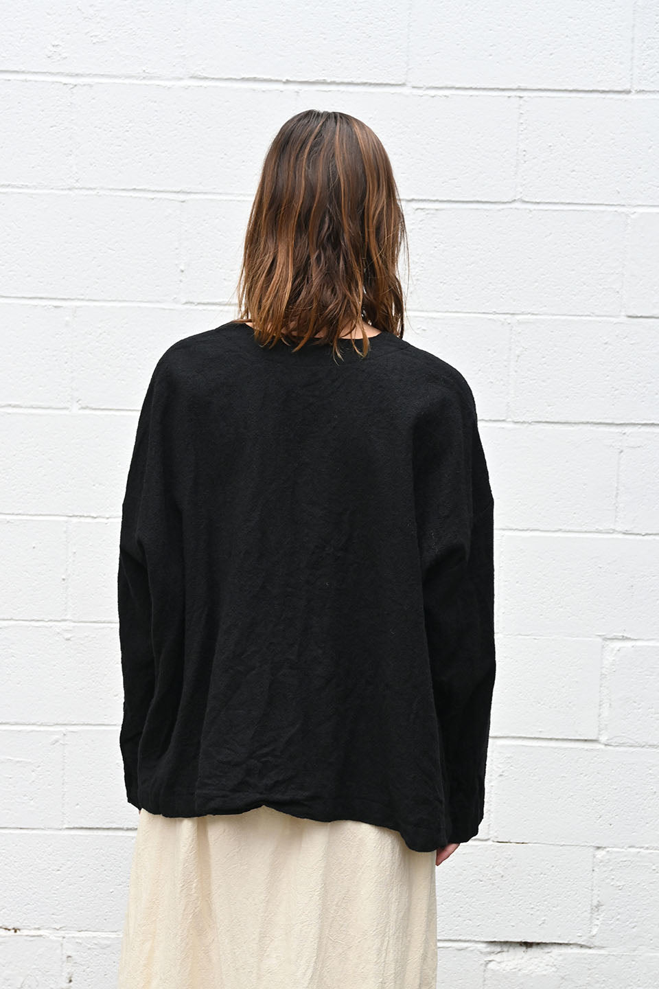 Black Wool Raw Edged Jacket