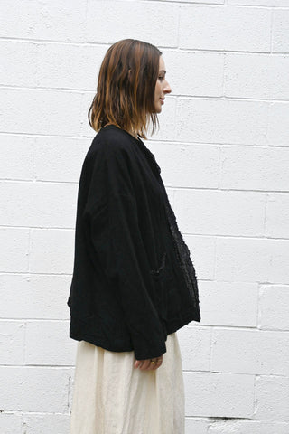 Black Wool Raw Edged Jacket