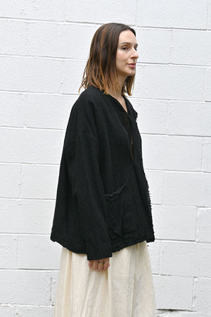 Black Wool Raw Edged Jacket