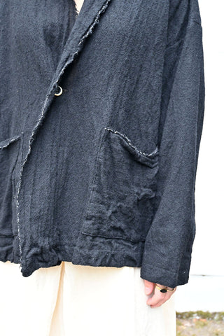 Black Wool Raw Edged Jacket