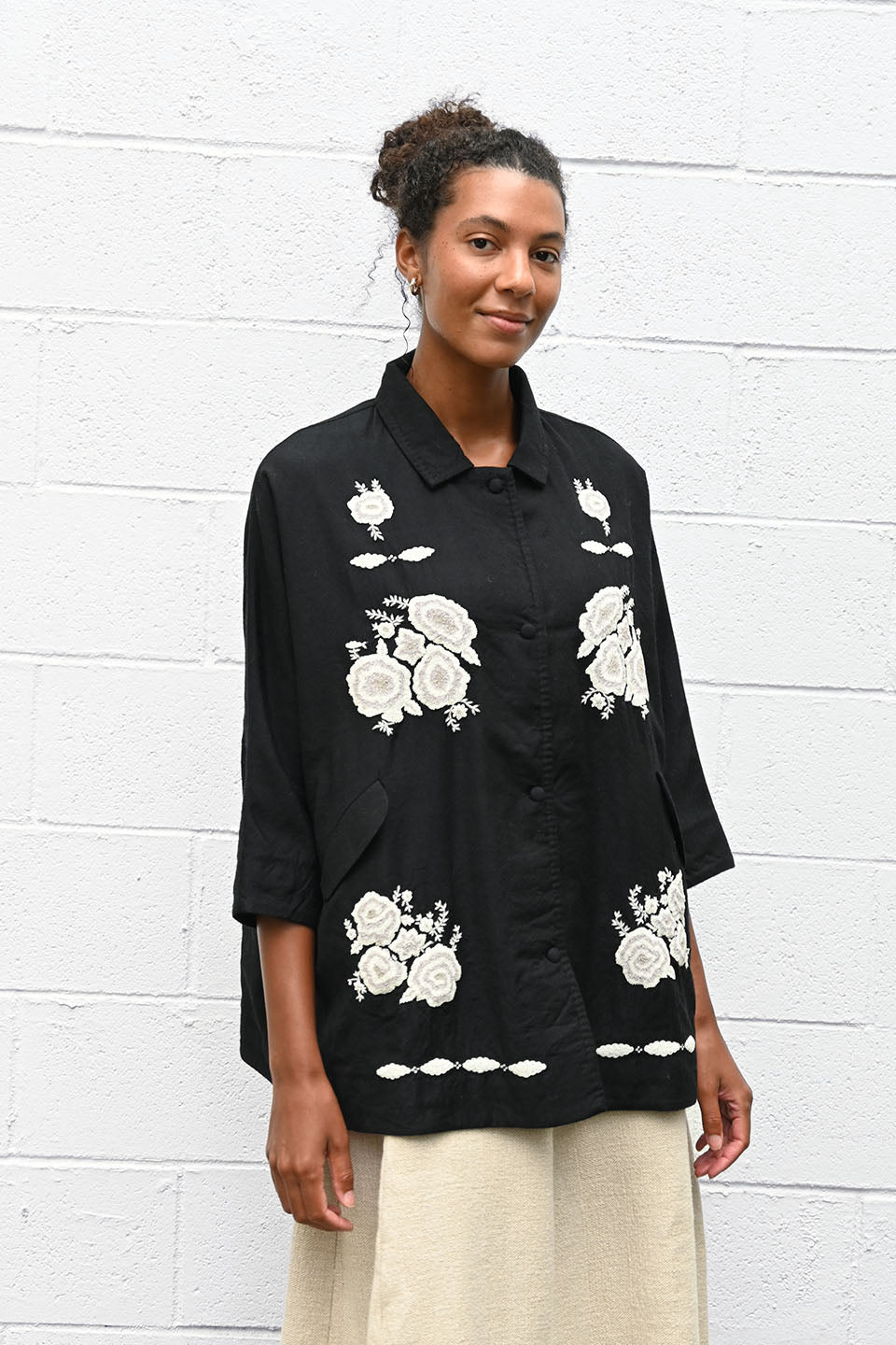 Flower Beads Loose Fit Coat