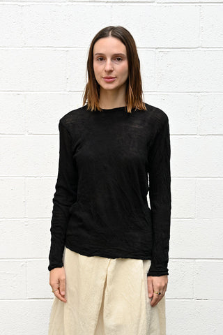 Wrinkled Wool Round Neck Shirt