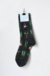 Grid Floral Sheer Short Sock